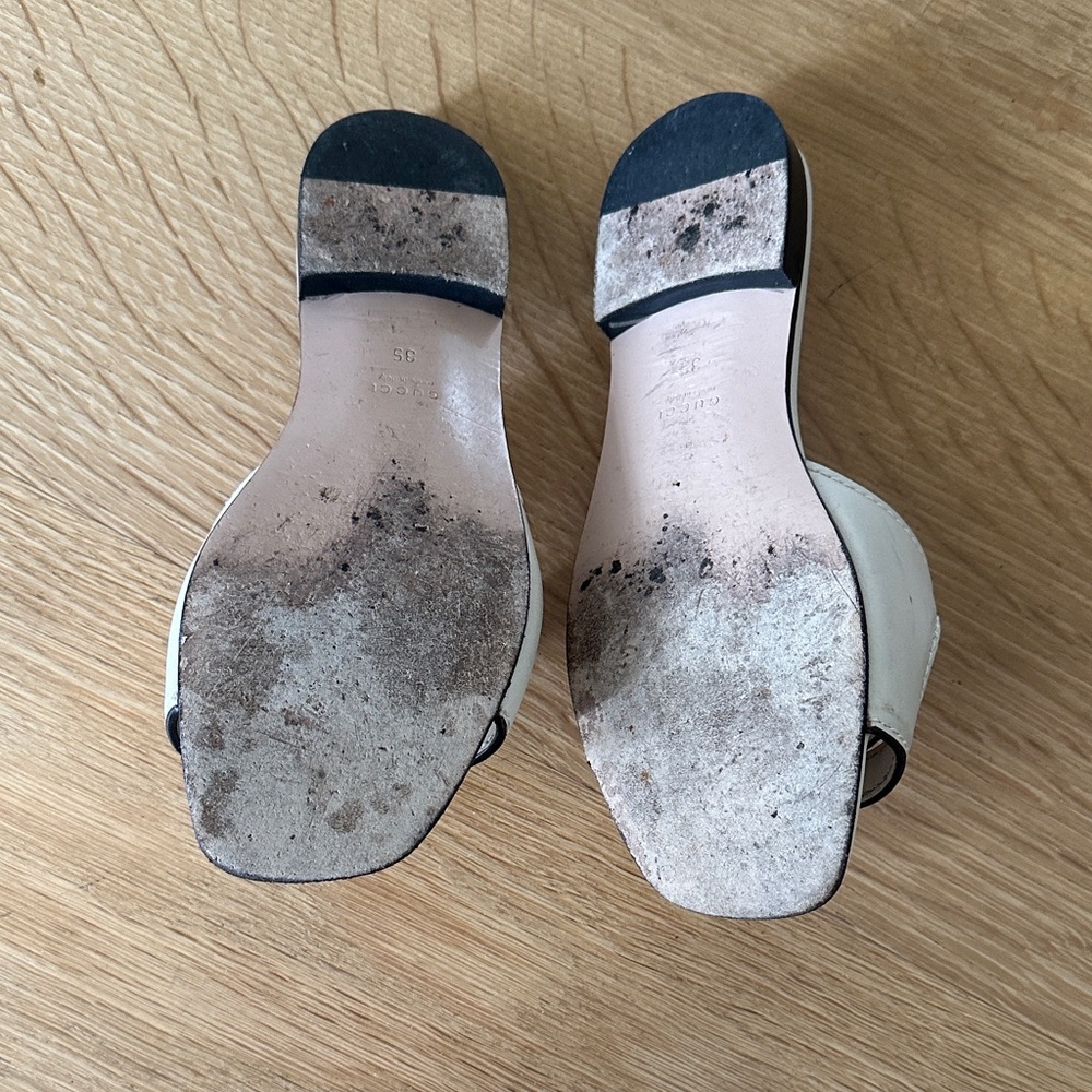 Gucci Women's Cream Mules with Logo Cutout - Picture 2 of 2
